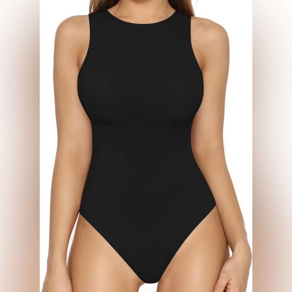 MANGOPOP RACERBACK BLACK BODYSUIT SIZE MEDIUM NWT